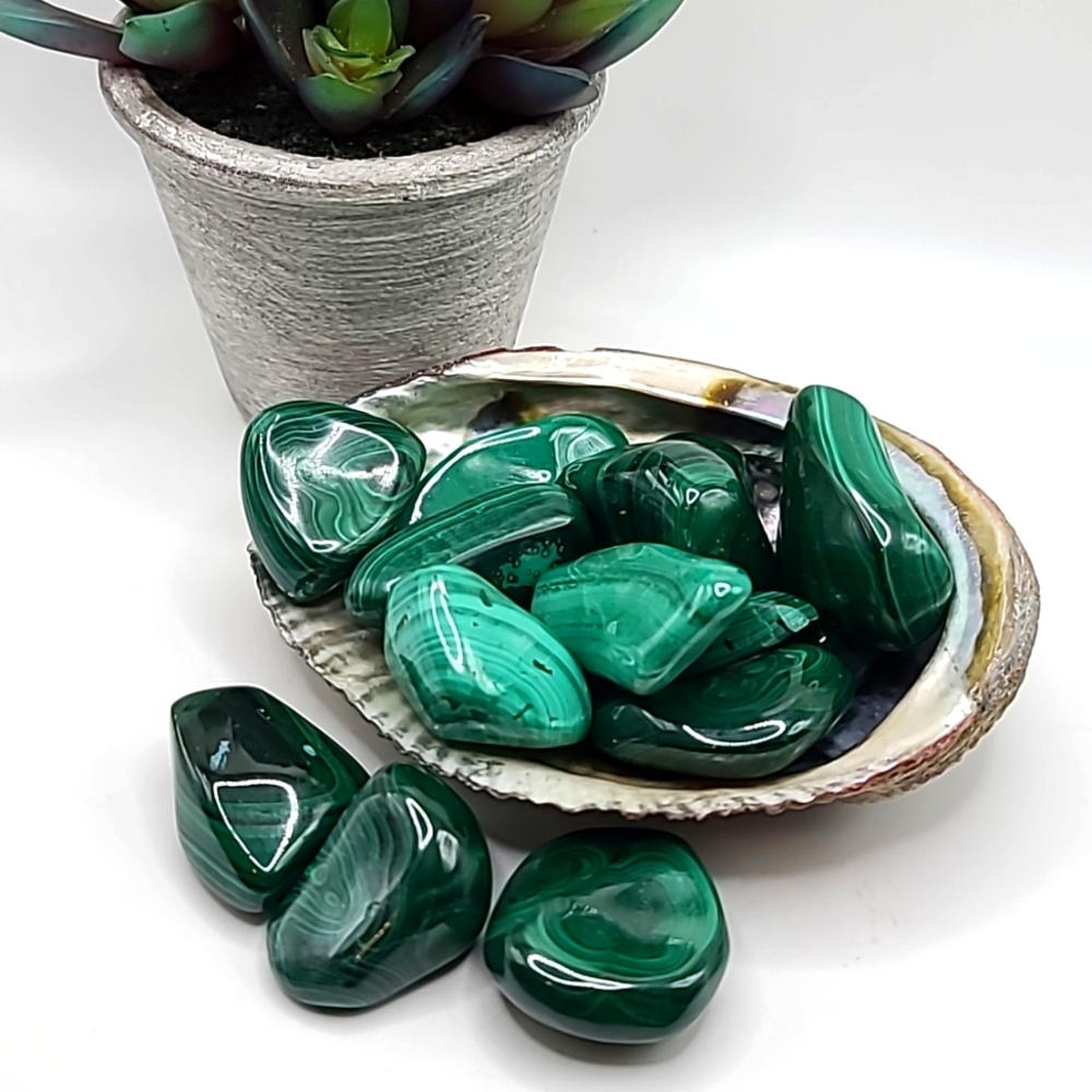 One Old Stock Hand-Polished Large Malachite Stone